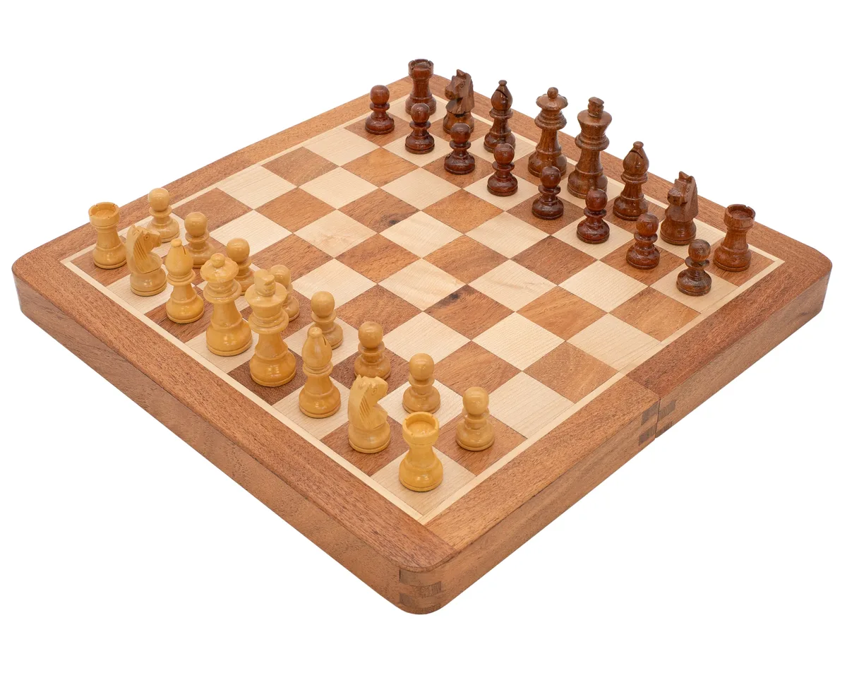 Luxe massief houten opvouwbare magnetische schaakset 30 cm de Regency Chess – boîte