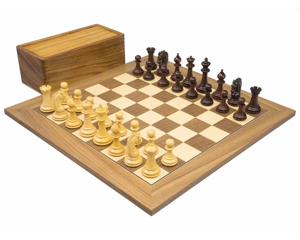 Sheffield Knight Rosewood & Walnut Schaakset de Regency Chess – boîte