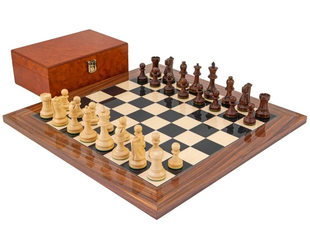 Supreme Palissander Schaakset met Opbergkist voor schaakstukken van wortelhout de Regency Chess – boîte