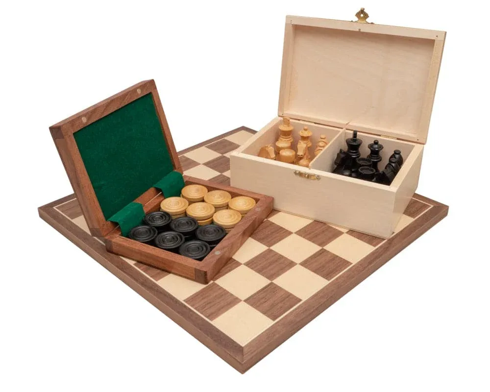 Traditionele schaakset en damset de Regency Chess – boîte