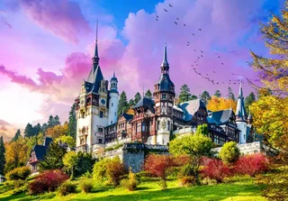 Puzzle Château de Peles - Résidence d'Été de la Famille Royale - 1000 pièces fra Roovi – æske 1 af 2