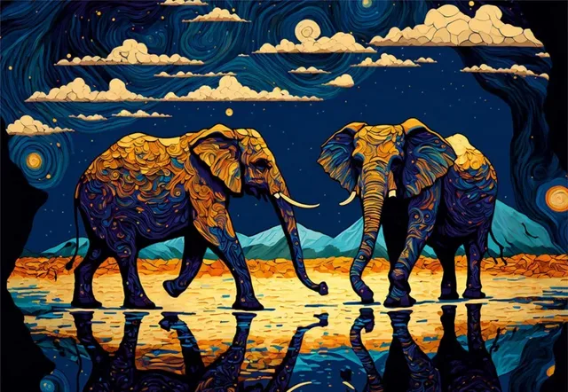 Puzzle Des Éléphants Pleins de Vie - 1000 pièces