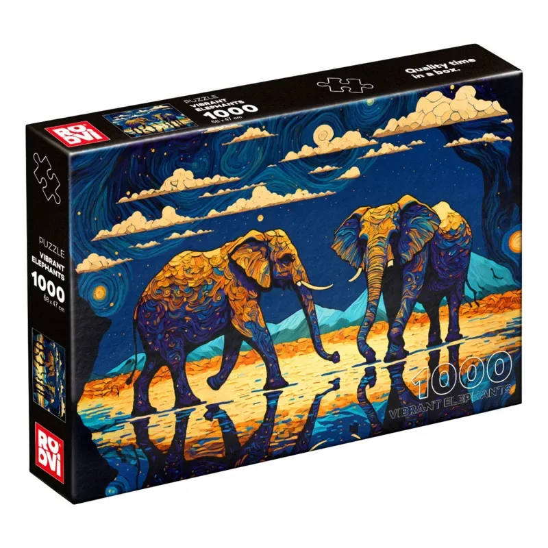 Puzzle Des Éléphants Pleins de Vie - 1000 pièces from Roovi – box 2 of 2