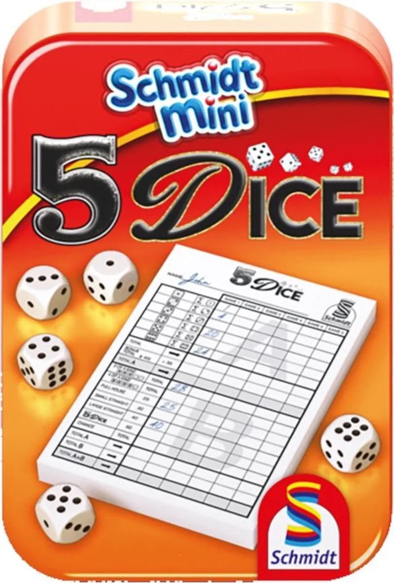 5 Dice small Dobbelspel fra Schmidt Spiele, Multicolor-udgave – æske