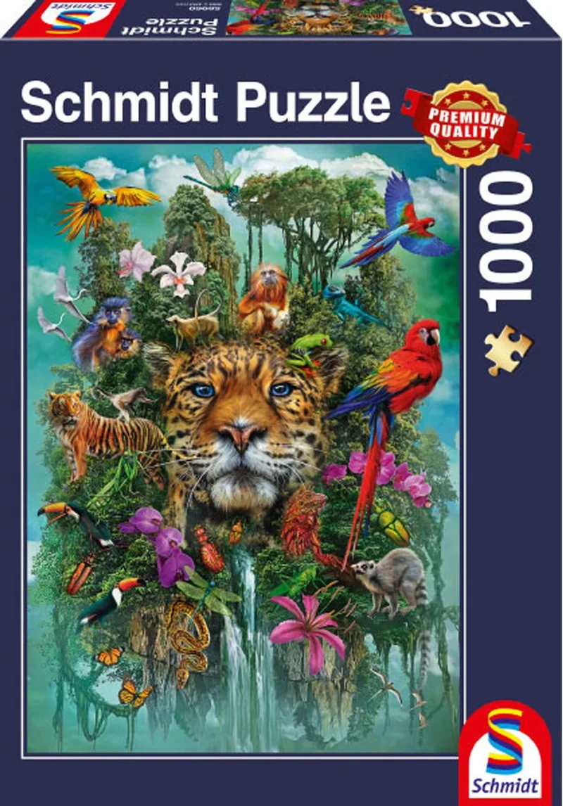 King of the Jungle, standaardpuzzel, puzzel voor volwassenen, 1000 stukjes, 58960 from Schmidt Spiele, Multicolour edition – box