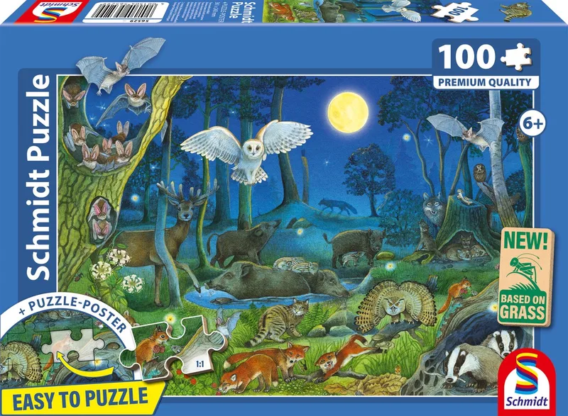 Legpuzzel - 100 stukjes - Kinderen - vanaf 6 jaar from Schmidt Spiele, Dieren in het Nachtbos edition – box