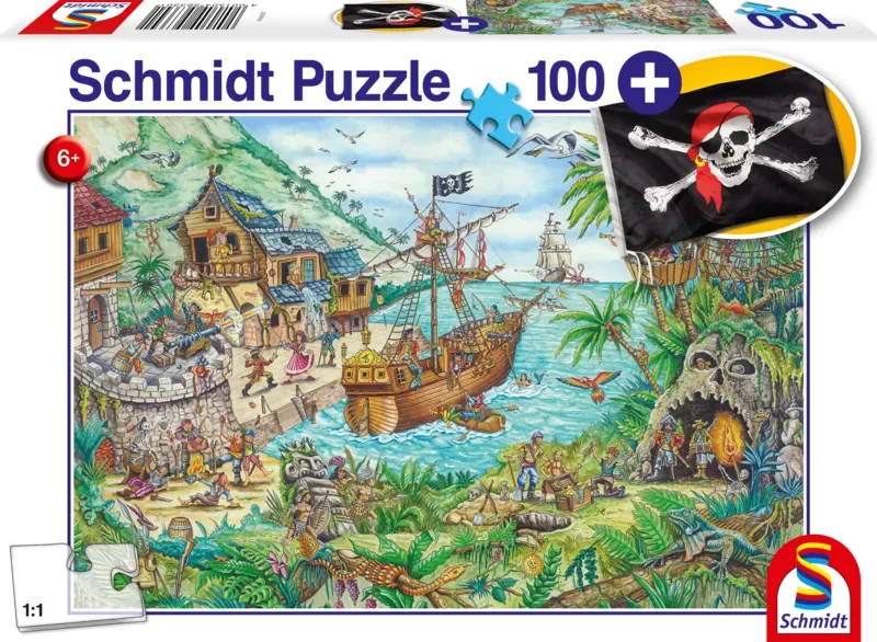 Legpuzzel - 100 stukjes + piratenvlag - Kinderen - vanaf 6 jaar de Schmidt Spiele, édition In de Piratenbaai – boîte 2 sur 2