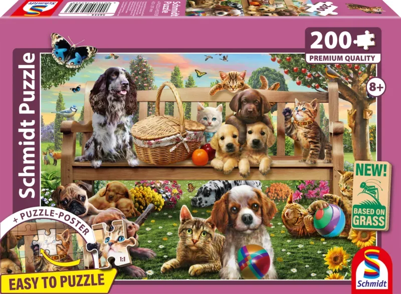 Legpuzzel - 200 stukjes - Kinderen - vanaf 8 jaar från Schmidt Spiele, utgåva Tuinpicknick met Hond en Kat – kartong 2 av 2