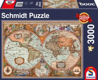 Legpuzzel - Antieke wereldkaart von Schmidt Spiele, Ausgabe Mehrfarbig – Schachtel 2 von 2