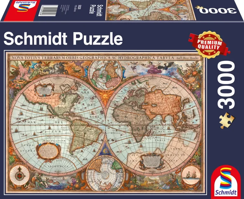 Legpuzzel - Antieke wereldkaart von Schmidt Spiele, Ausgabe Mehrfarbig – Schachtel 2 von 2