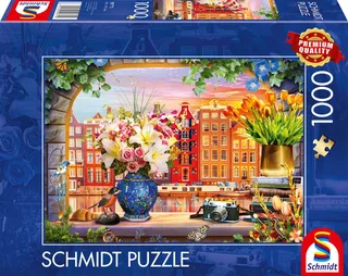 Legpuzzel - Bezoek aan Amsterdam - 1000 stukjes - Volwassenen - vanaf 12 jaar van Schmidt Spiele, editie Meerkleurig – doos 1 van 2
