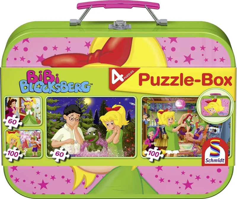 Legpuzzel - Bibi Blocksberg, puzzelbox, 2x60 & 2x 100 stukjes in metalen koffer - Kinderen - vanaf 6 jaar van Schmidt Spiele, editie Meerkleurig – doos