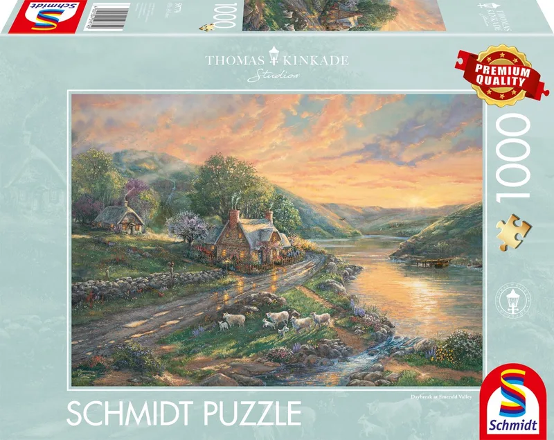 Legpuzzel - Dageraad in Emerald Valley - Thomas Kinkade Studios - 1000 stukjes - Volwassenen - vanaf 12 jaar de Schmidt Spiele, édition Multicolore – boîte