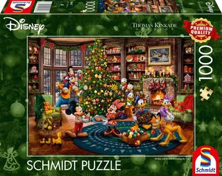 Legpuzzel - Disney, Mickey & Minnie versieren de boom - Thomas Kinkade Studios - 1000 stukjes - Volwassenen - vanaf 12 jaar from Schmidt Spiele, Mickey & Minnie edition – box 1 of 4