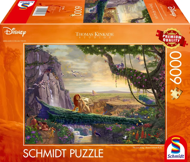 Legpuzzel - Disney, The Lion King, Return to Pride Rock - Thomas Kinkade Studios - 6000 stukjes - Volwassenen - vanaf 14 jaar van Schmidt Spiele, editie The Lion King, Return to Pride Rock – doos