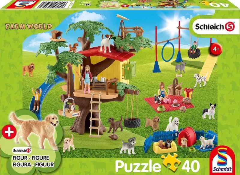 Legpuzzel - Farm World Vrolijke Honden - Schleich - 40 stukjes + originele figuur - Kinderen - vanaf 4 jaar from Schmidt Spiele, Multicolour edition – box