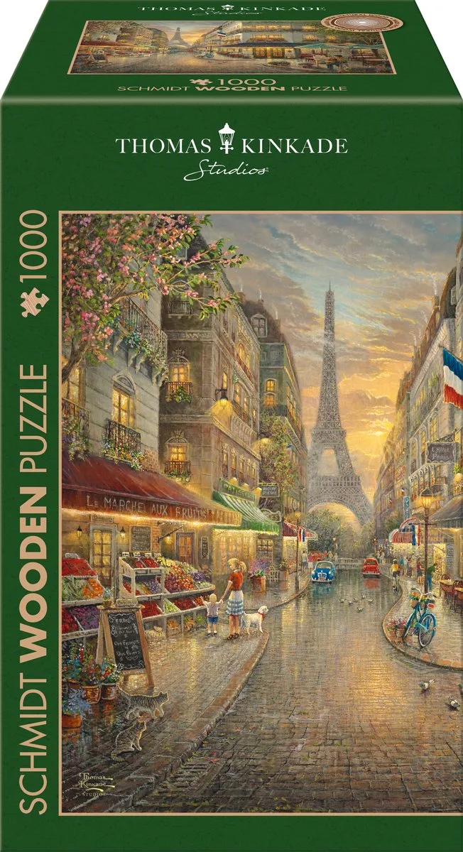 Legpuzzel - Houten puzzel - Pittoresk Parijs - Thomas Kinkade Studios - 1000 stukjes - Volwassenen - vanaf 12 jaar from Schmidt Spiele, Houten puzzel – Pittoresk Parijs edition – box