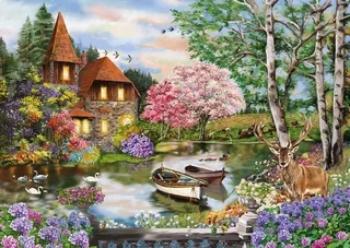 Legpuzzel - Huis aan het meer - 1000 stukjes - Volwassenen - vanaf 12 jaar de Schmidt Spiele, édition Multicolore – boîte 2 sur 2
