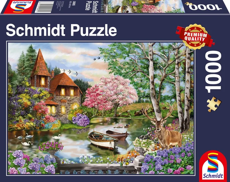 Legpuzzel - Huis aan het meer - 1000 stukjes - Volwassenen - vanaf 12 jaar de Schmidt Spiele, édition Multicolore – boîte 1 sur 2