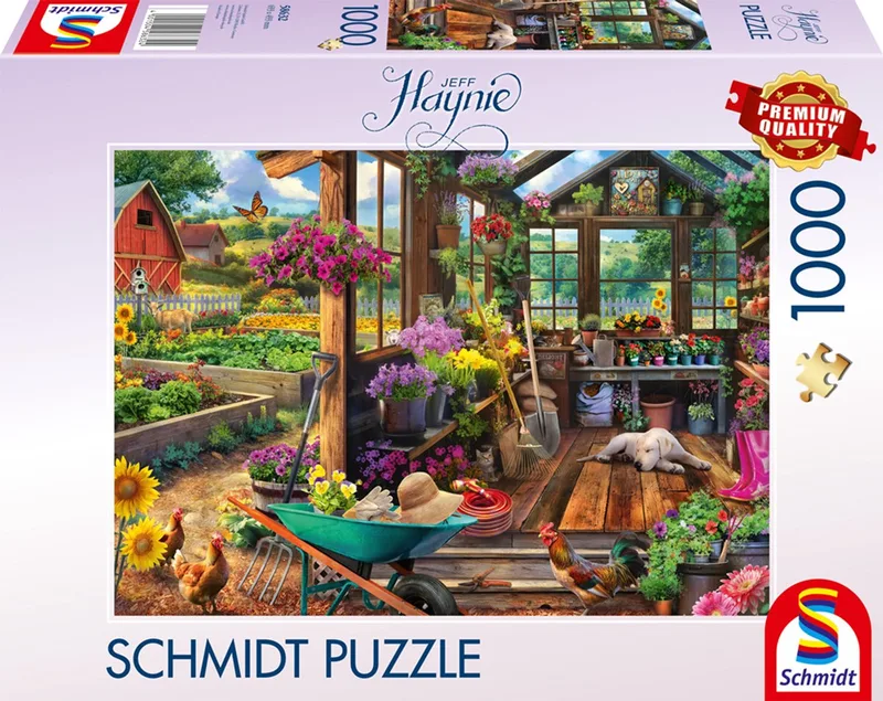 Legpuzzel - Jeff Haynie - 1000 stukjes - Volwassenen - vanaf 12 jaar van Schmidt Spiele, editie Tuinhuisje – doos