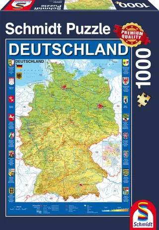 Legpuzzel - Kaart van Duitsland - 1000 stukjes - Volwassenen - vanaf 12 jaar de Schmidt Spiele, édition Multicolore – boîte 2 sur 2