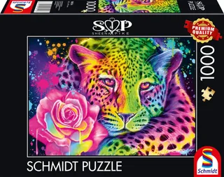 Legpuzzel - Sheena Pike - 1000 stukjes - Volwassenen - vanaf 12 jaar de Schmidt Spiele, édition Neon Regenboogleopard – boîte 2 sur 2