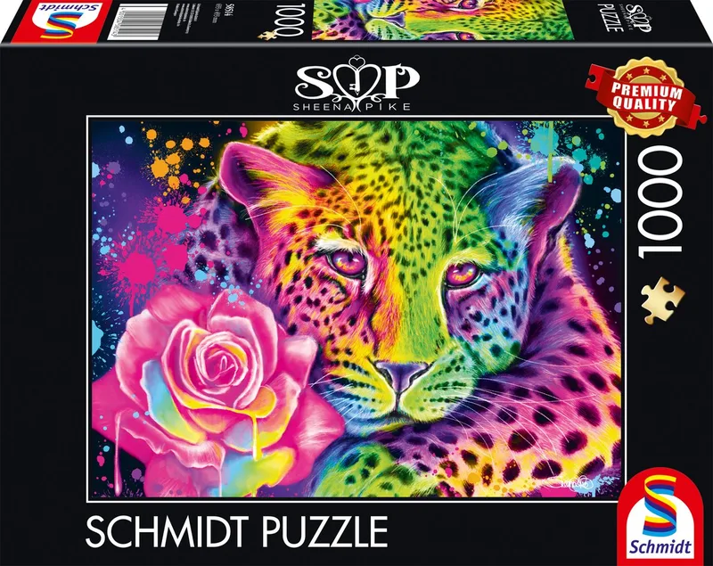 Legpuzzel - Sheena Pike - 1000 stukjes - Volwassenen - vanaf 12 jaar de Schmidt Spiele, édition Neon Regenboogleopard – boîte 1 sur 2