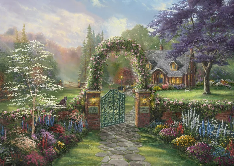 legpuzzel Thomas Kinkade kolibri-huisje 1000 stukjes kunst. from Schmidt Spiele, Multicolour edition – box