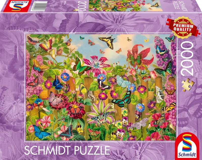 Legpuzzel - Thomas Kinkade Studios - 2000 stukjes - Volwassenen - vanaf 14 jaar van Schmidt Spiele, editie Prachtige vlindertuin – doos