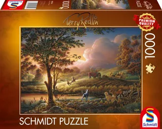 Legpuzzel - Zonnegoud boven rijpe velden - Terry Redlin - 1000 stukjes - Volwassenen - vanaf 12 jaar de Schmidt Spiele, édition Multicolore – boîte 2 sur 2