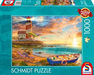 Puzzle Coucher de Soleil sur la Baie du Phare - 1000 pièces de Schmidt Spiele, édition Multicolore – boîte 2 sur 2