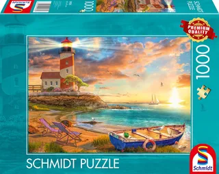 Puzzle Coucher de Soleil sur la Baie du Phare - 1000 pièces de Schmidt Spiele, édition Multicolore – boîte 1 sur 2