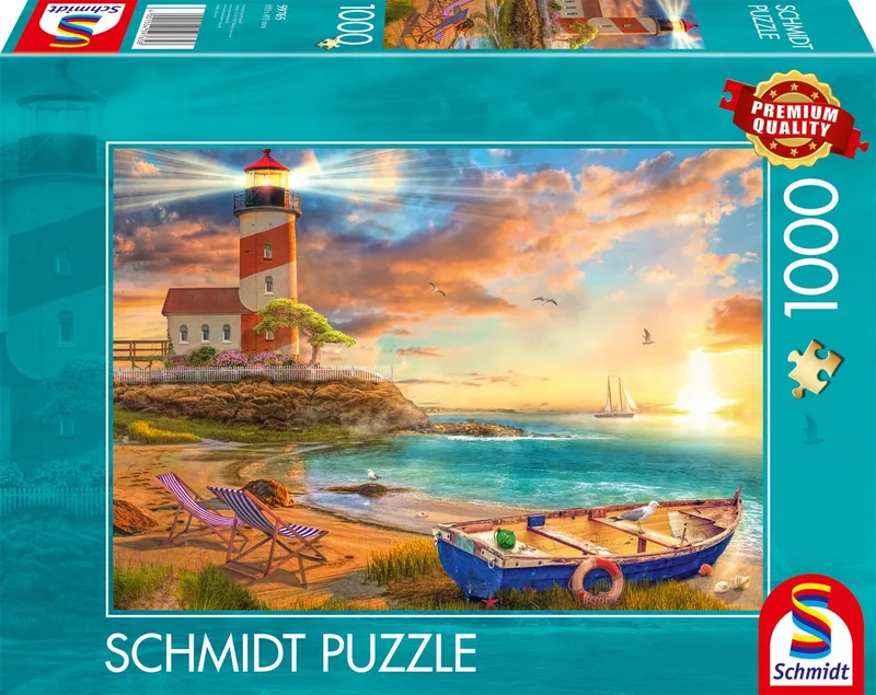 Puzzle Coucher de Soleil sur la Baie du Phare - 1000 pièces de Schmidt Spiele, édition Multicolore – boîte 1 sur 2