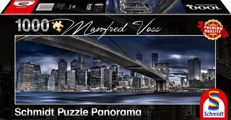 New York, Donkere Nacht, 1000 stukjes Puzzel van Schmidt Spiele, editie Blauw – doos