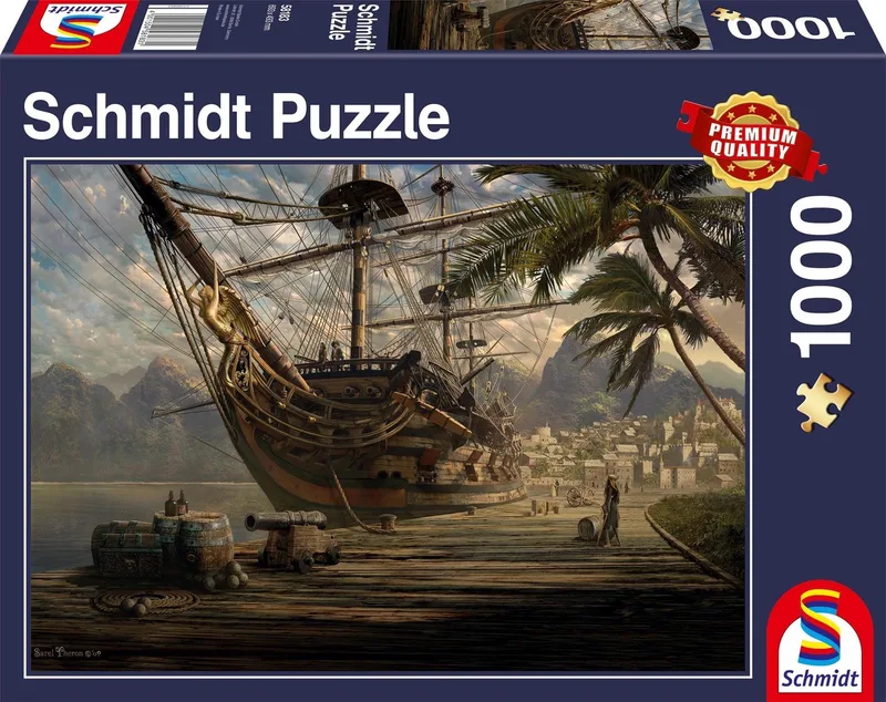 Puzzel Schip voor anker - 1000 stukjes - vanaf 12 jaar van Schmidt Spiele, editie Meerkleurig – doos