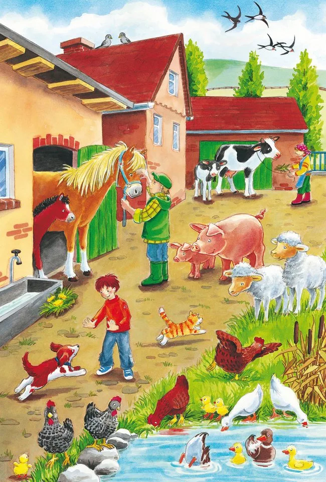 Puzzelset Boerderij - 3 Puzzels in 1 Doos - Thema Gospodarstwo - Kinderpuzzels van Schmidt Spiele, editie Meerkleurig – doos 2 van 4