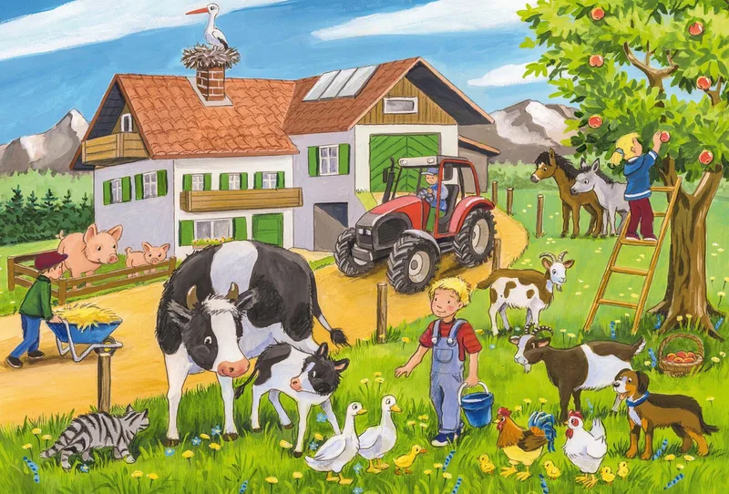 Puzzelset Boerderij - 3 Puzzels in 1 Doos - Thema Gospodarstwo - Kinderpuzzels van Schmidt Spiele, editie Meerkleurig – doos 3 van 4