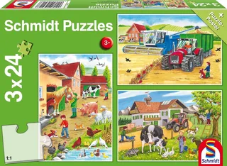 Puzzelset Boerderij - 3 Puzzels in 1 Doos - Thema Gospodarstwo - Kinderpuzzels van Schmidt Spiele, editie Meerkleurig – doos 1 van 4