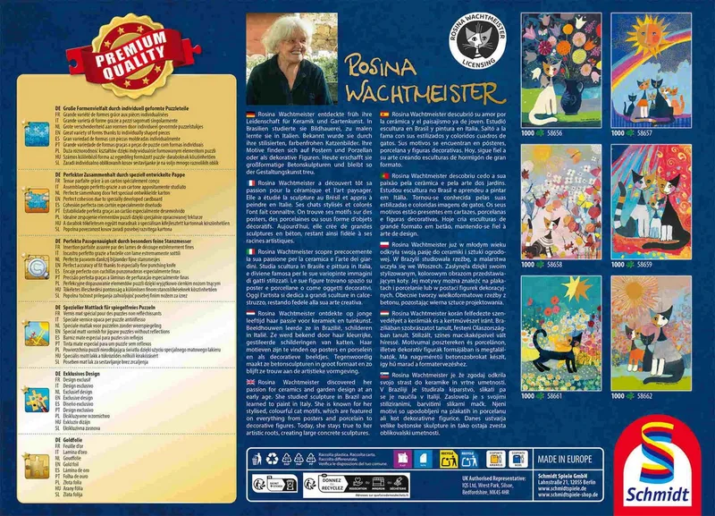 Puzzle 1000 Teile Puzzle Rosina Wachtmeister Katze im Blütenmeer 58661, Puzzleteile from Schmidt Spiele – box 3 of 3