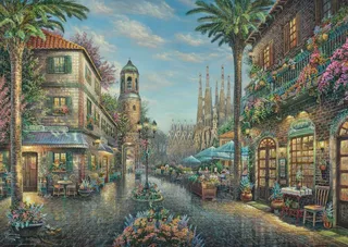 Puzzle À la Terrasse d'un Café Espagnol - 1000 pièces van Schmidt Spiele – doos 1 van 2