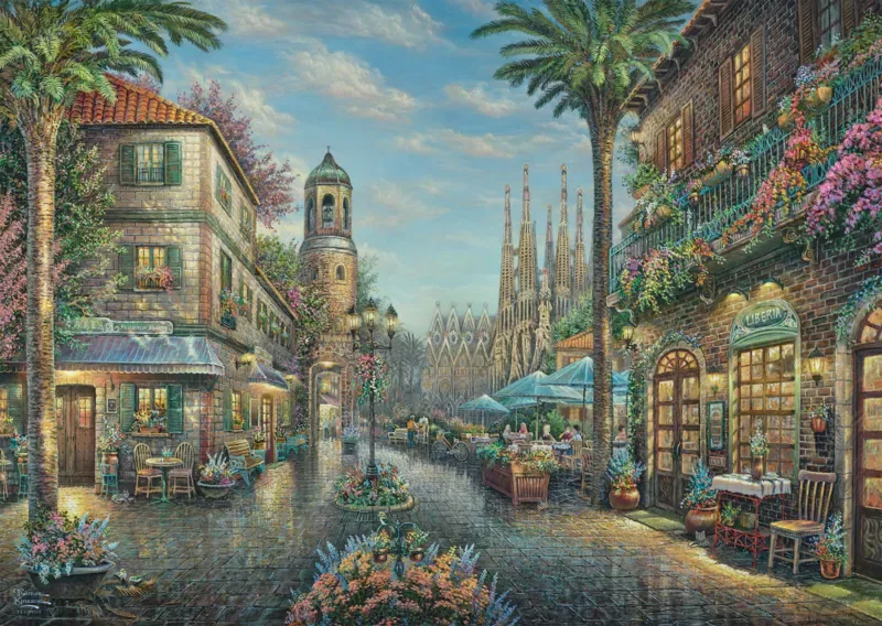 Puzzle À la Terrasse d'un Café Espagnol - 1000 pièces van Schmidt Spiele – doos 1 van 2