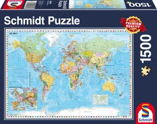 Puzzle Carte du Monde en Allemand - 1500 pièces de Schmidt Spiele – boîte 2 sur 2