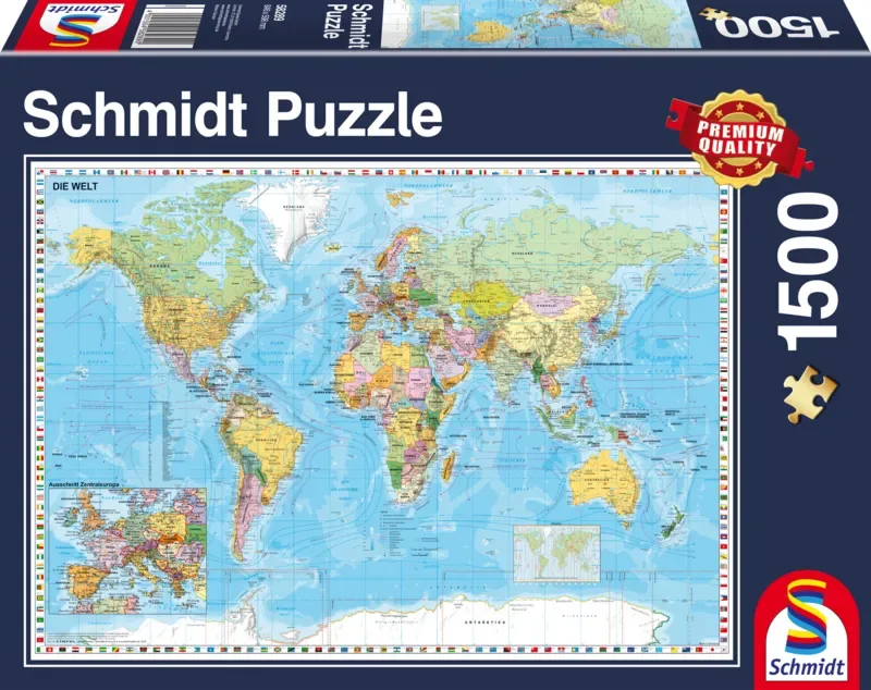 Puzzle Carte du Monde en Allemand - 1500 pièces de Schmidt Spiele – boîte 2 sur 2