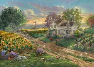 Puzzle Champs de Tournesol - 1000 pièces van Schmidt Spiele – doos 1 van 2