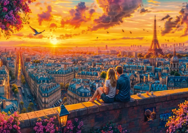 Puzzle Chuchotements sur les Toits de Paris - 1000 pièces de Schmidt Spiele – boîte
