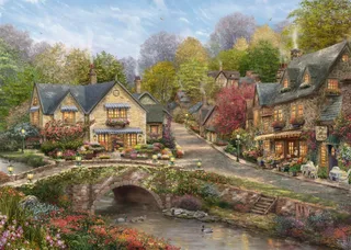 Puzzle Été à Cobblestone Village - 2000 pièces de Schmidt Spiele – boîte 1 sur 2