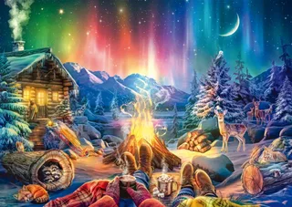 Puzzle Feu de Camp sous les Étoiles - 1000 pièces van Schmidt Spiele – doos 1 van 2