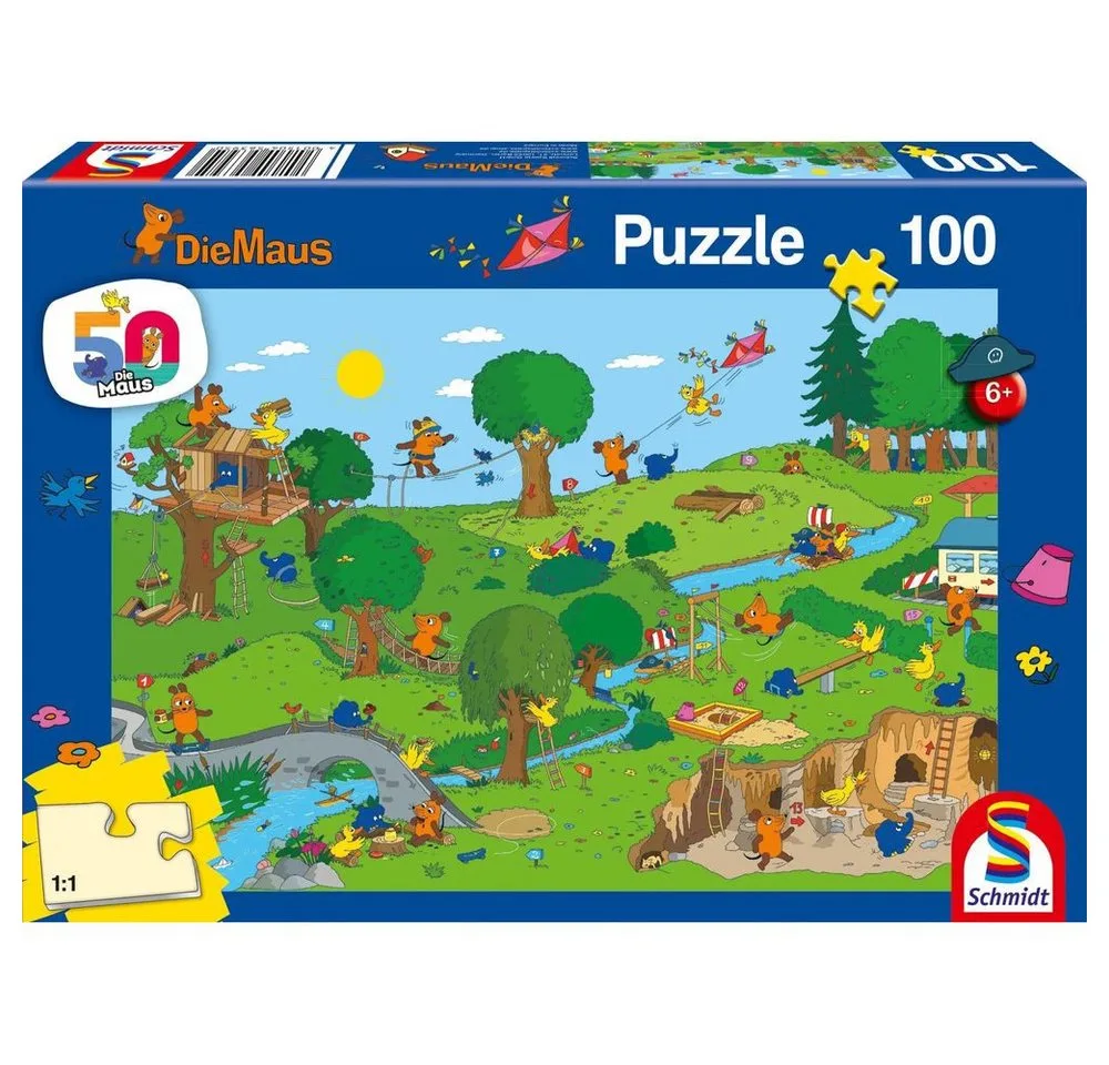 Puzzle Im Spielpark, 100 Teile Puzzle, 100 Puzzleteile fra Schmidt Spiele – æske