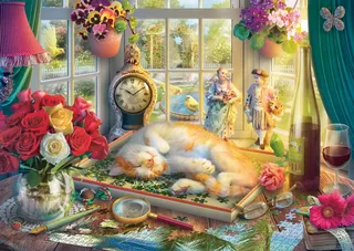 Puzzle L'heure du Puzzle pour le Chat - 1000 pièces van Schmidt Spiele – doos 1 van 2