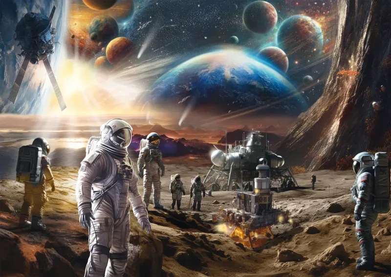 Puzzle L'Ultime Frontière : Missions Spatiales - 1000 pièces van Schmidt Spiele – doos 1 van 2